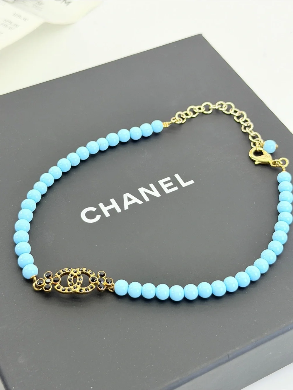 Chanel Choker Coco Mark/Flower C23A Choker Tiffany Blue